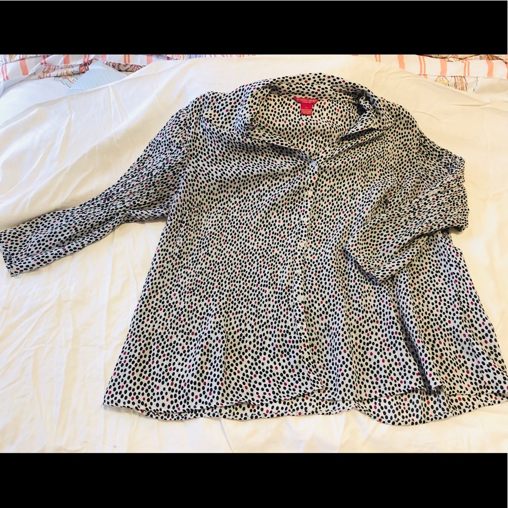 Long sleeve button up shirt DOTS! 2x